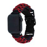 For Apple Watch Ultra 2 49mm Dual-layer Braided Paracord Buckle Watch Band(Black Red)