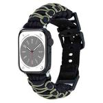 For Apple Watch Series 9 45mm Dual-layer Braided Paracord Buckle Watch Band(Black Army Green)