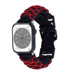 For Apple Watch Series 6 40mm Dual-layer Braided Paracord Buckle Watch Band(Black Red)