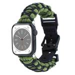 For Apple Watch Series 4 44mm Dual-layer Braided Paracord Buckle Watch Band(Army Green Black)