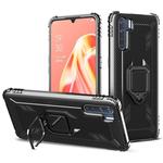For OPPO A91 & F15 & Reno3 Carbon Fiber Protective Case with 360 Degree Rotating Ring Holder(Black)