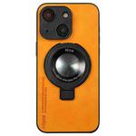 For iPhone 15 i.Crystal Lambskin Fulcrum Support Phone Case(Orange)