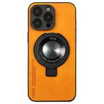 For iPhone 14 Pro Max i.Crystal Lambskin Fulcrum Support Phone Case(Orange)
