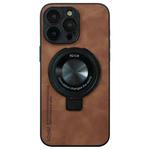 For iPhone 12 Pro Max i.Crystal Lambskin Fulcrum Support Phone Case(Brown)