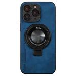 For iPhone 11 Pro Max i.Crystal Lambskin Fulcrum Support Phone Case(Blue)