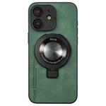 For iPhone 11 i.Crystal Lambskin Fulcrum Support Phone Case(Green)