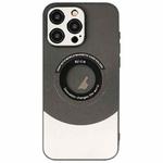 For iPhone 15 Pro Contrast Color Logo Display Magnetic Phone Case(Black Silver)