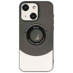 For iPhone 15 Contrast Color Logo Display Magnetic Phone Case(Black Silver)