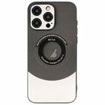 For iPhone 14 Pro Max Contrast Color Logo Display Magnetic Phone Case(Black Silver)