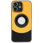For iPhone 12 Contrast Color Logo Display Magnetic Phone Case(Yellow Black)
