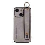 For iPhone 15 Lambskin Wristband Holder Phone Case(Light Grey)
