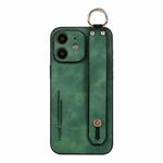 For iPhone 12 Lambskin Wristband Holder Phone Case(Green)