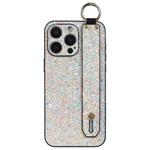 For iPhone 15 Pro Flash Diamond Wristband Holder Phone Case(Flash Gold)