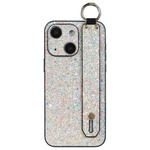 For iPhone 15 Flash Diamond Wristband Holder Phone Case(Flash Gold)