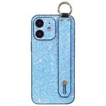 For iPhone 12 Flash Diamond Wristband Holder Phone Case(Flash Blue)