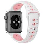 For Apple Watch Series 7 41mm / 6 & SE & 5 & 4 40mm / 3 & 2 & 1 38mm Two-tone Porous Silicone Watch Band(White Pink)