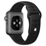 For Apple Watch Series 7 41mm / 6 & SE & 5 & 4 40mm / 3 & 2 & 1 38mm Two-tone Porous Silicone Watch Band(Black)