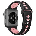 For Apple Watch Series 7 41mm / 6 & SE & 5 & 4 40mm / 3 & 2 & 1 38mm Two-tone Porous Silicone Watch Band(Black Pink)
