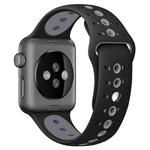 For Apple Watch Series 7 41mm / 6 & SE & 5 & 4 40mm / 3 & 2 & 1 38mm Two-tone Porous Silicone Watch Band(Black Gray)