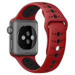 For Apple Watch Series 7 41mm / 6 & SE & 5 & 4 40mm / 3 & 2 & 1 38mm Two-tone Porous Silicone Watch Band(Red Black)