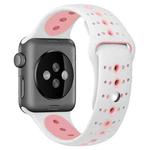 For Apple Watch Ultra 49mm / Series 8&7 45mm / SE 2&6&SE&5&4 44mm / 3&2&1 42mm Two-tone Porous Silicone Watch Band(White Pink)