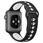For Apple Watch Series 7 45mm / 6 & SE & 5 & 4 44mm / 3 & 2 & 1 42mm Two-tone Porous Silicone Watch Band(Black White)