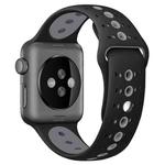 For Apple Watch Series 7 45mm / 6 & SE & 5 & 4 44mm / 3 & 2 & 1 42mm Two-tone Porous Silicone Watch Band(Black Gray)