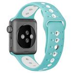 For Apple Watch Ultra 49mm / Series 8&7 45mm / SE 2&6&SE&5&4 44mm / 3&2&1 42mm Two-tone Porous Silicone Watch Band(Green White)