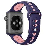 For Apple Watch Series 7 45mm / 6 & SE & 5 & 4 44mm / 3 & 2 & 1 42mm Two-tone Porous Silicone Watch Band(Purple Pink)