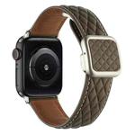 For Apple Watch SE 40mm Rhombus Pattern Magnetic Square Buckle Leather Watch Band(Brown)