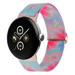 For Google Pixel Watch 2 / Pixel Watch Painted Colorful Nylon Watch Band(Flower Butterfly)