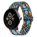 For Google Pixel Watch 2 / Pixel Watch Painted Colorful Nylon Watch Band(Geometric Rainbow)