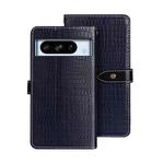 For Google Pixel 8 idewei Crocodile Texture Leather Phone Case(Dark Blue)