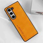 For Samsung Galaxy Z Fold5 i.Crystal Lambskin Folding Phone Case(Orange)