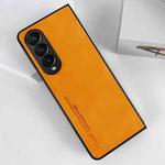 For Samsung Galaxy Z Fold4 i.Crystal Lambskin Folding Phone Case(Orange)