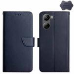 For ZTE Libero 5G IV HT02 Genuine Leather Fingerprint-proof Flip Phone Case(Blue)