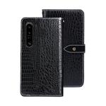 For Sony Xperia 1 V idewei Crocodile Texture Leather Phone Case(Black)