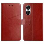 For ZTE Anshin Family A303ZT Y-shaped Pattern Flip Leather Phone Case(Brown)