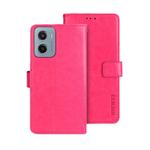 For Motorola Moto E15 idewei Crazy Horse Texture Leather Phone Case(Rose Red)