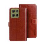 For Motorola Moto G15 Power idewei Crazy Horse Texture Leather Phone Case(Brown)