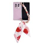 For Huawei Mate X5 Metallic Paint Leather Phone Case with Scarf Bracelet(Pink)