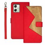 For Motorola Moto G54 5G EU Version idewei Two-color Splicing Leather Phone Case(Red)