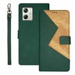 For Motorola Moto G54 5G EU Version idewei Two-color Splicing Leather Phone Case(Green)