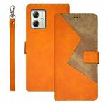 For Motorola Moto G54 5G EU Version idewei Two-color Splicing Leather Phone Case(Orange)