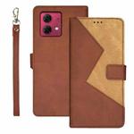 For Motorola Moto G84 5G idewei Two-color Splicing Leather Phone Case(Brown)