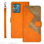 For Motorola Edge 40 Neo idewei Two-color Splicing Leather Phone Case(Orange)