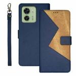 For Motorola Edge 40 5G idewei Two-color Splicing Leather Phone Case(Blue)