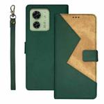 For Motorola Edge 40 5G idewei Two-color Splicing Leather Phone Case(Green)