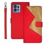 For Motorola Edge 40 Pro 5G idewei Two-color Splicing Leather Phone Case(Red)