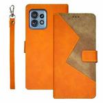 For Motorola Edge 40 Pro 5G idewei Two-color Splicing Leather Phone Case(Orange)